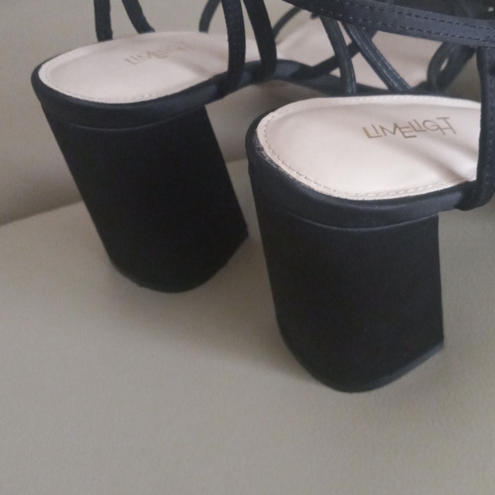 Limelight Black Bow Strappy Block Heel Sandals Size 11 - Picture 11 of 16